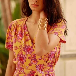 - Top imprimé fleurs indiennesTHESS ocre en viscose