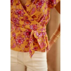 - Top imprimé fleurs indiennesTHESS ocre en viscose