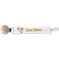 Attache sucette Bélier blanc en coton