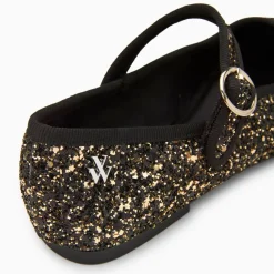 Ballerines Amelie à paillettes or et bride