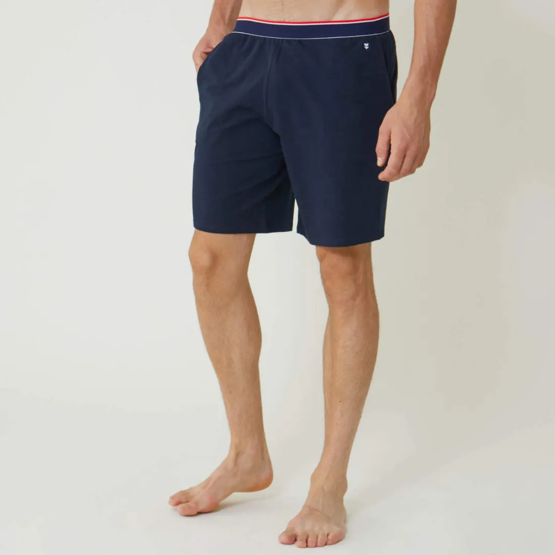 Bas de pyjama court marine en coton
