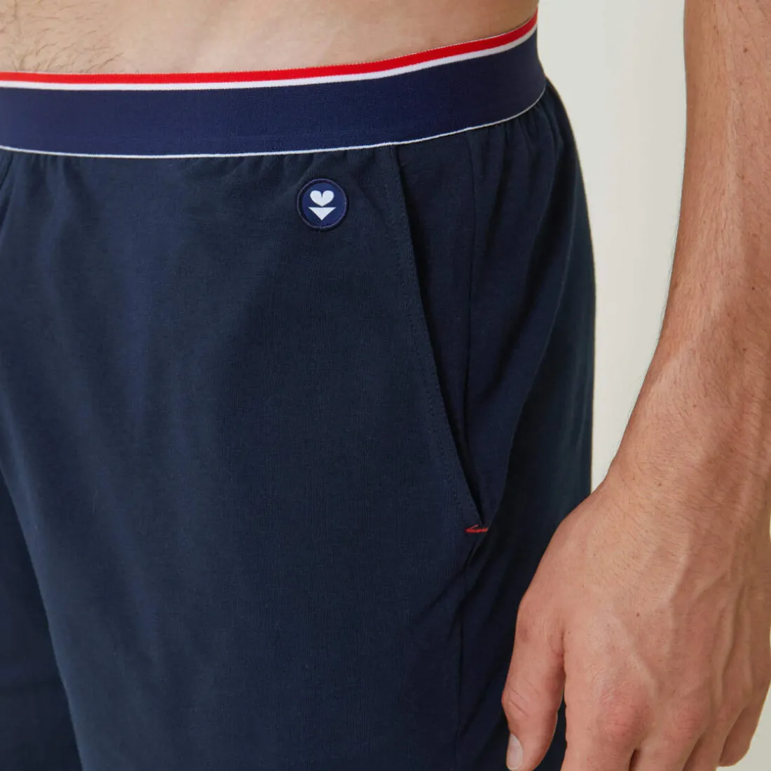 Bas de pyjama court marine en coton