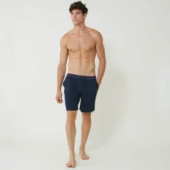 Bas de pyjama court marine en coton