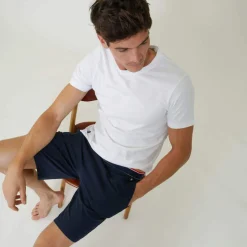 Bas de pyjama court marine en coton