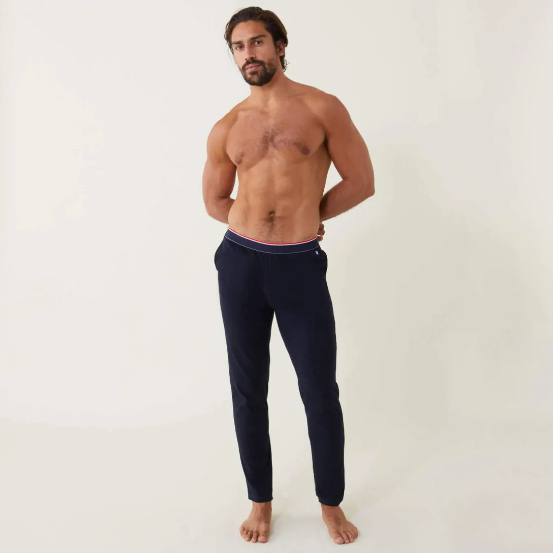 Bas de pyjama long marine en coton