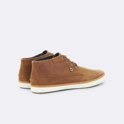 BASKET WATTLE LEATHER camel en cuir