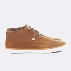 BASKET WATTLE LEATHER camel en cuir