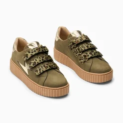 Baskets a scratch femme kaki