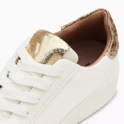Baskets éclair Joy blanc et or à lacets