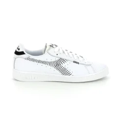 Baskets Femme GAME L L ZIGZAG Blanc/Noir en cuir
