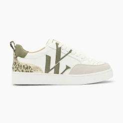 Baskets kaki JOYCE blanc en tissu