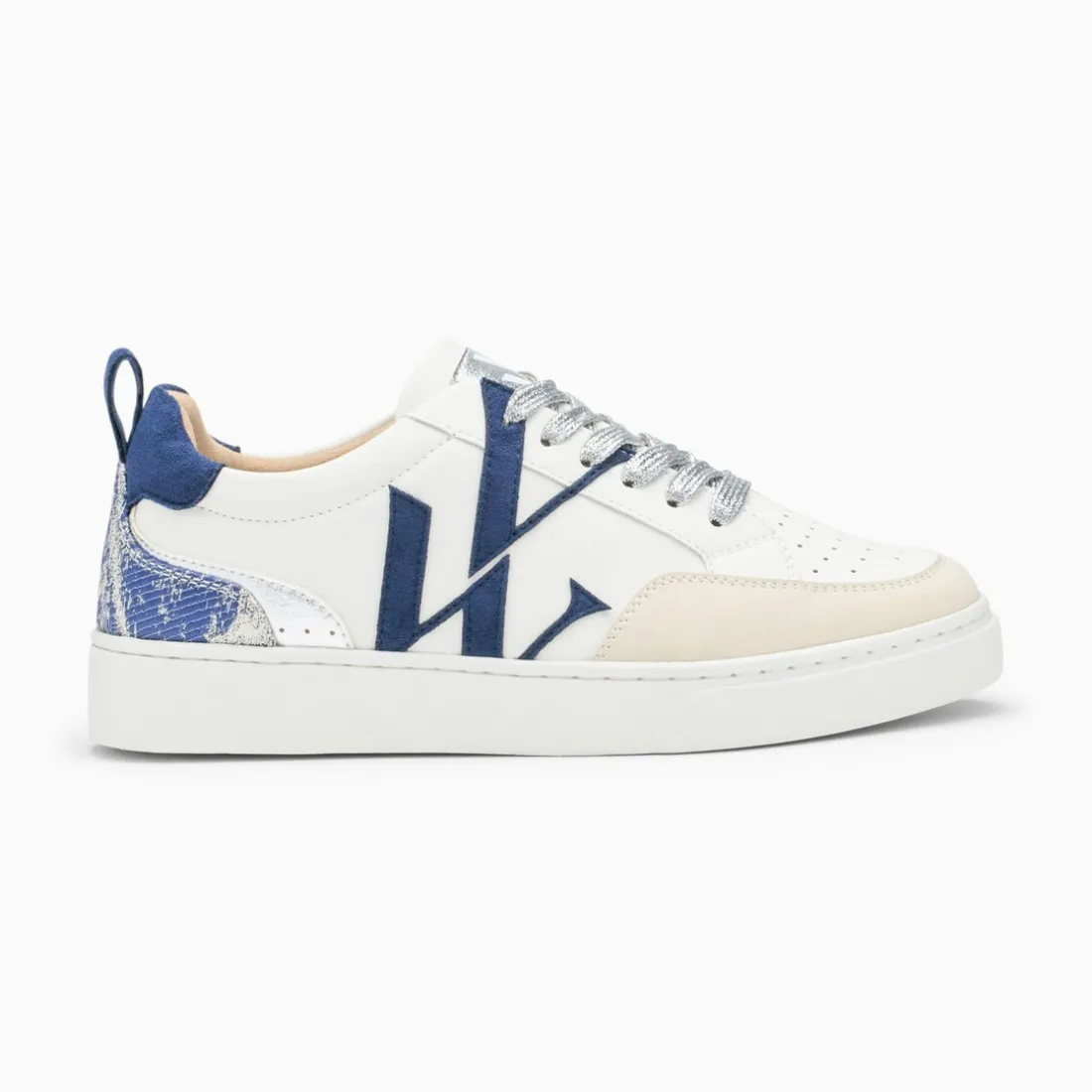 Baskets monogramme bleu et blanc