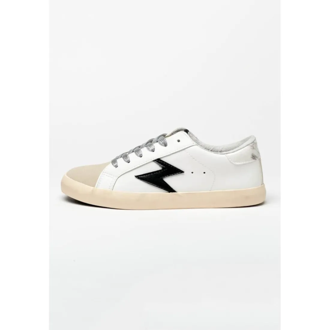 Baskets Soho blanches avec éclair noir gris Dina