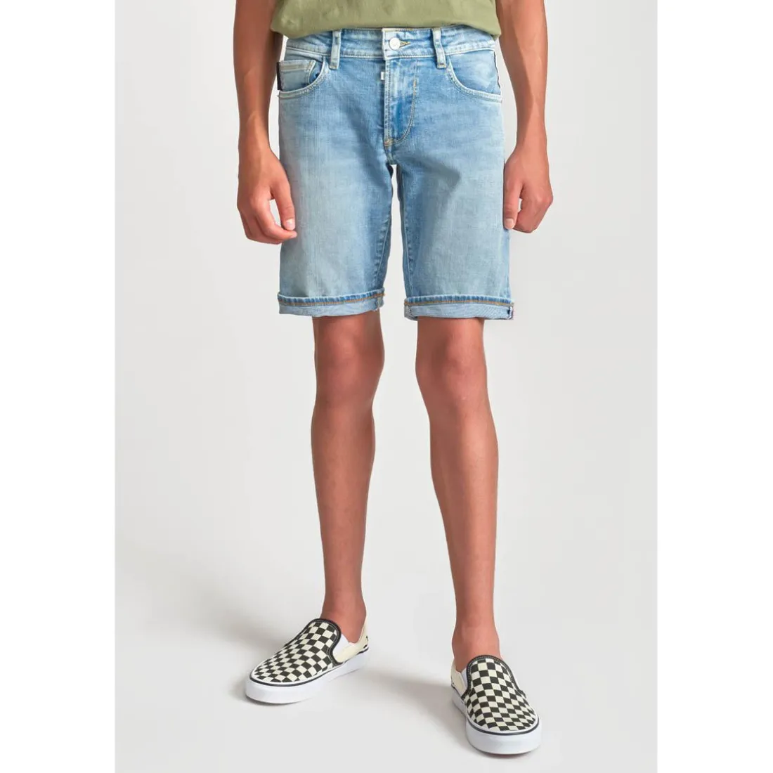 Bermuda garçon, en jeans Mike bleu clair délavé