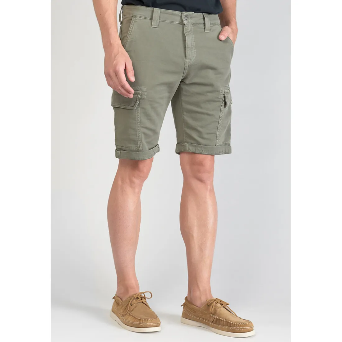 Bermuda Jogg Damon kaki vert en coton
