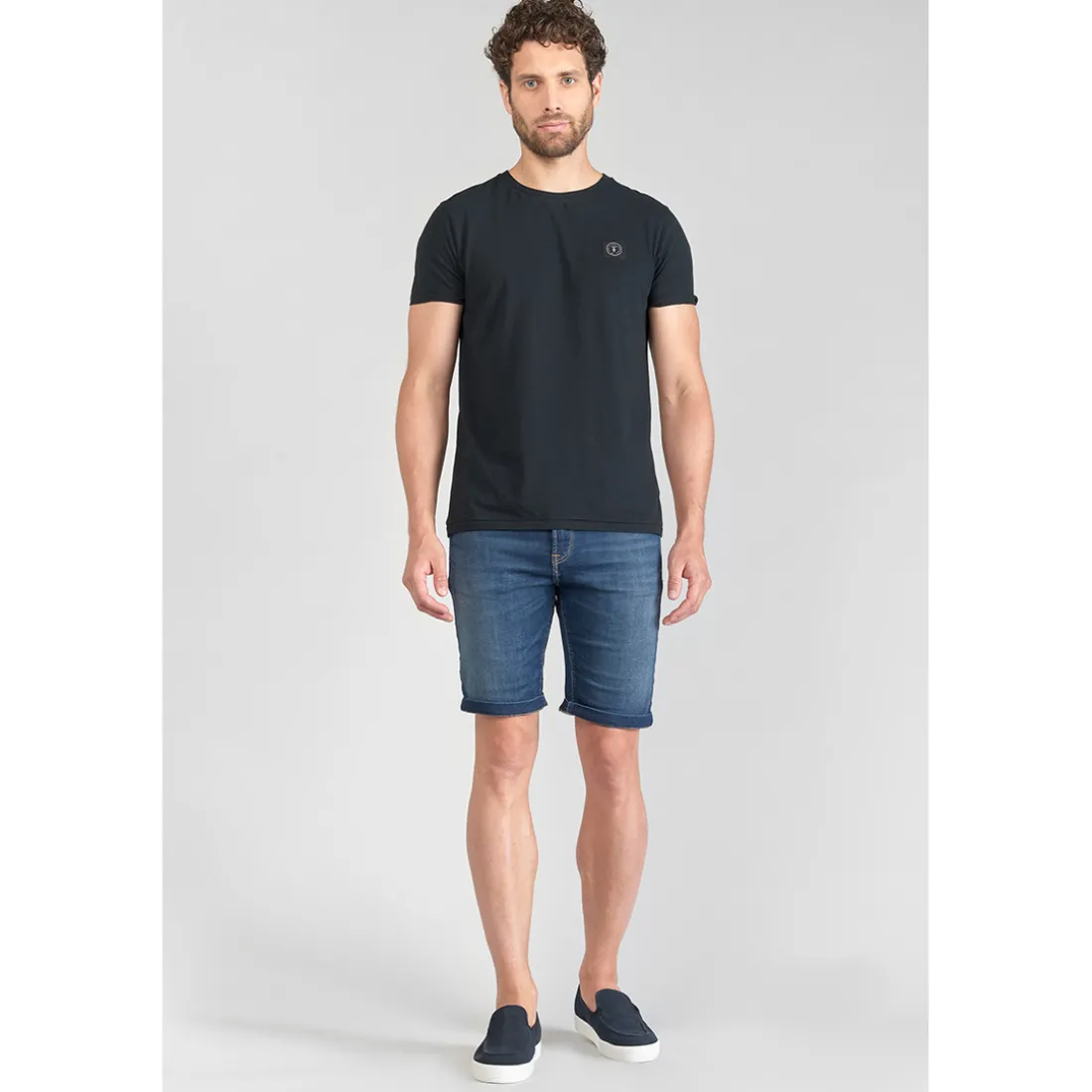 Bermuda Jogg Ed bleu délavé en coton