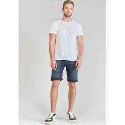 Bermuda Jogg Ed bleu gris en coton