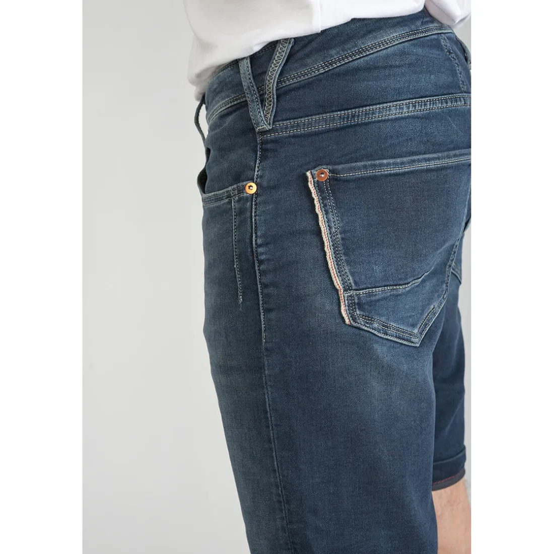 Bermuda Jogg Ed bleu gris en coton