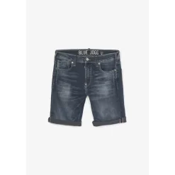 Bermuda Jogg Ed bleu gris en coton