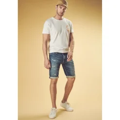 Bermuda Jogg Oc bleu délavé destroy en coton