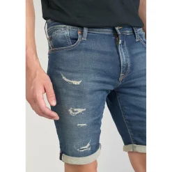 Bermuda Jogg Oc bleu délavé destroy en coton