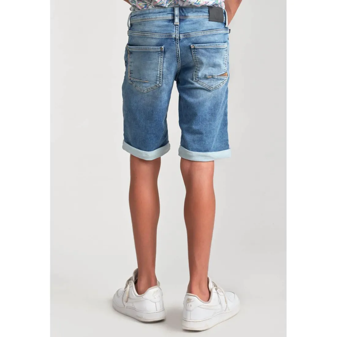 Bermuda short garçon, en jeans Jogg Loc bleu clair délavé