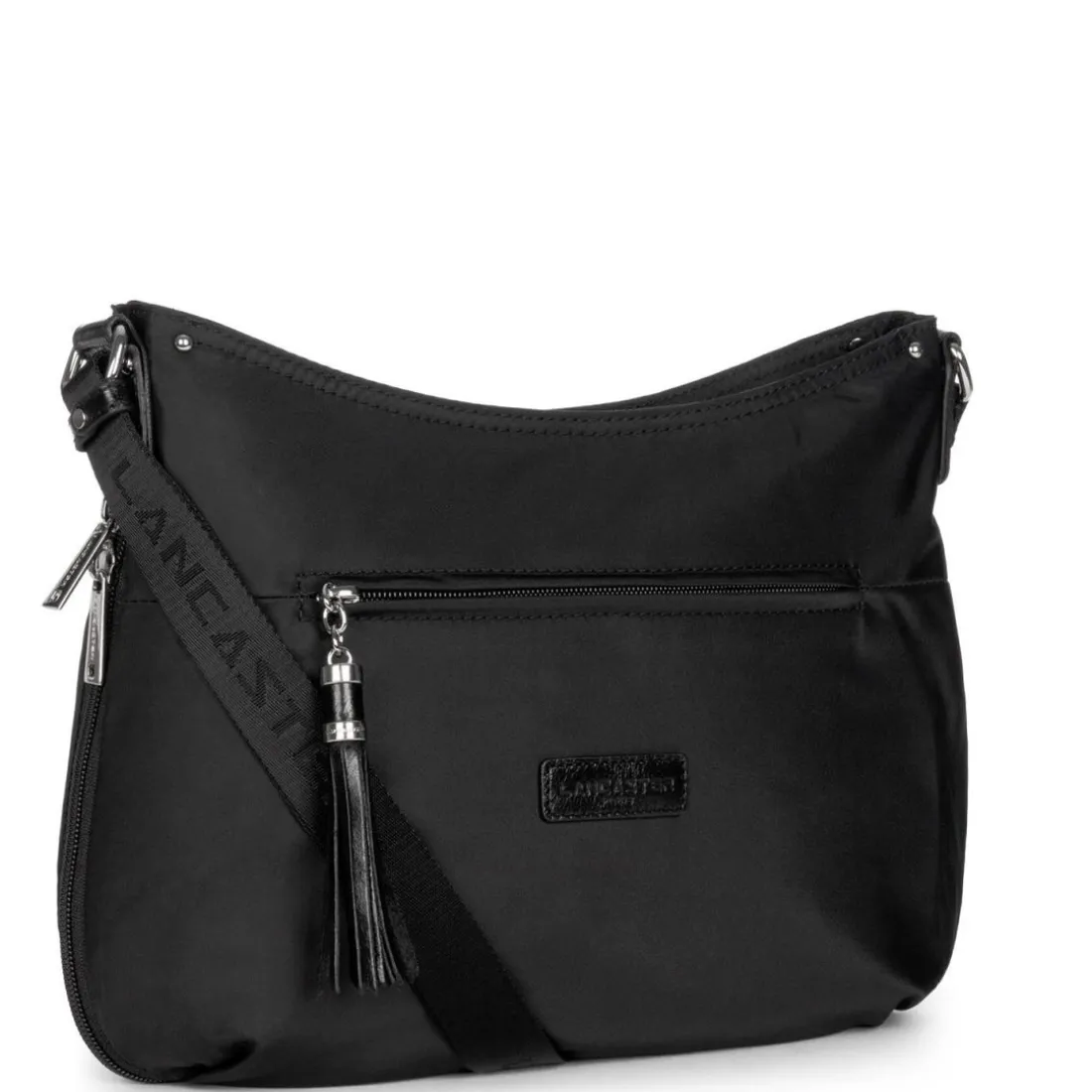 Besace Noire Zippée BASIC POMPON - Lancaster en tissu