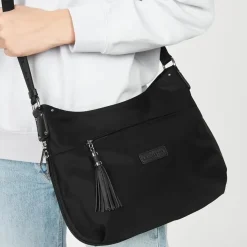 Besace Noire Zippée BASIC POMPON - Lancaster en tissu