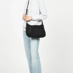 Besace Noire Zippée BASIC POMPON - Lancaster en tissu