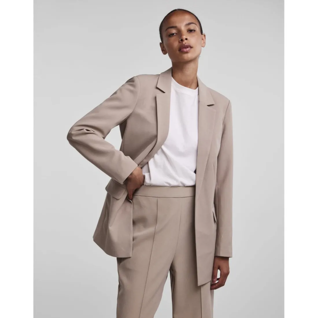 Blazer classique oversize fit col italien marron Fern