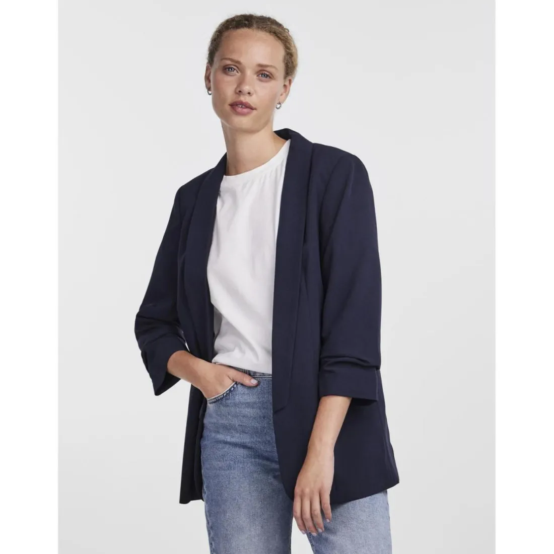 Blazer classique regular fit col à revers bleu Kara