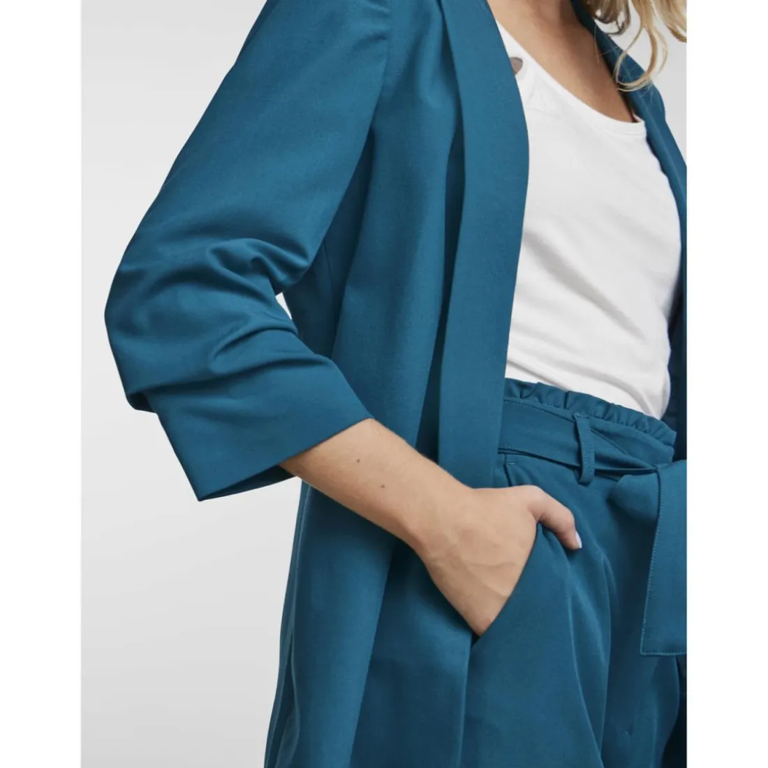 Blazer classique regular fit col à revers turquoise