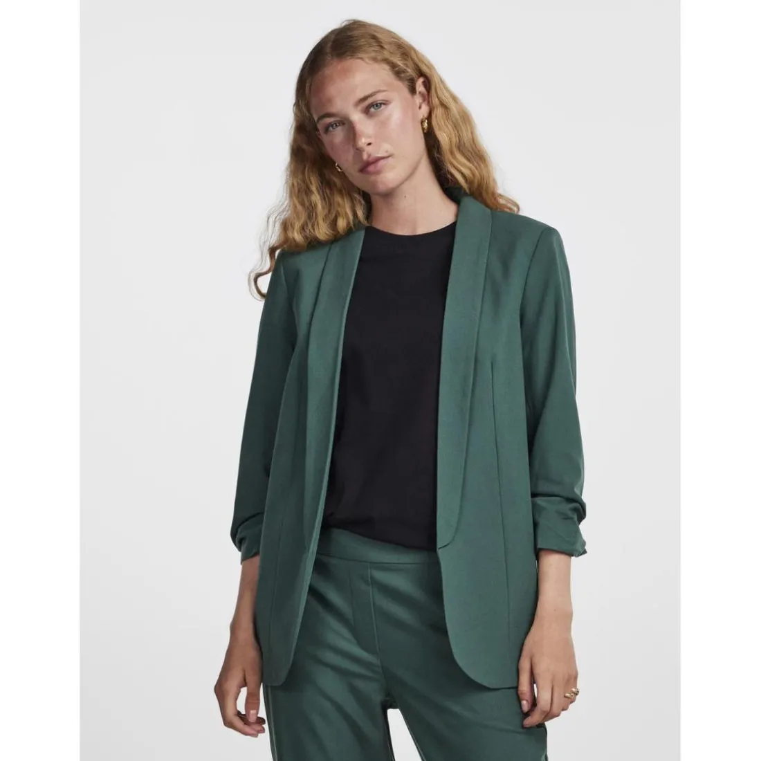 Blazer classique regular fit col à revers vert Esme