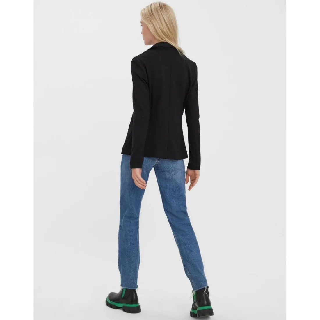 Blazer classique Slim Fit Col à revers noir en viscose