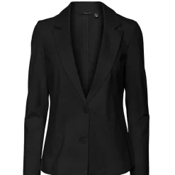 Blazer classique Slim Fit Col à revers noir en viscose