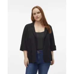 Blazer col à revers noir en viscose Ana
