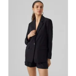 Blazer croisé col à revers - Noir en viscose