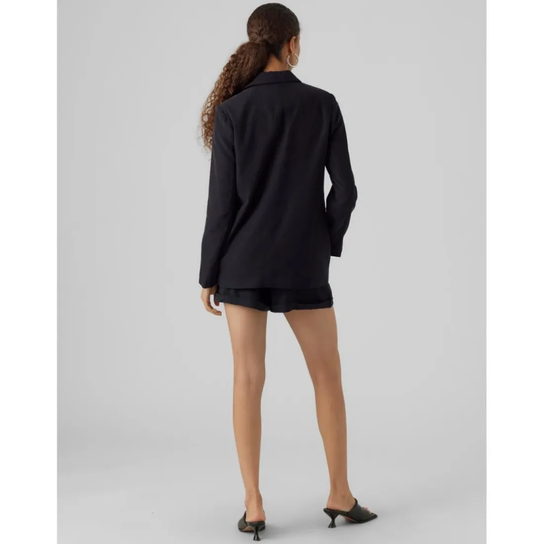 Blazer croisé col à revers - Noir en viscose