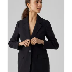 Blazer croisé col à revers - Noir en viscose