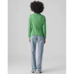 Blazer croisé fermeture par bouton col à revers vert en coton Nia