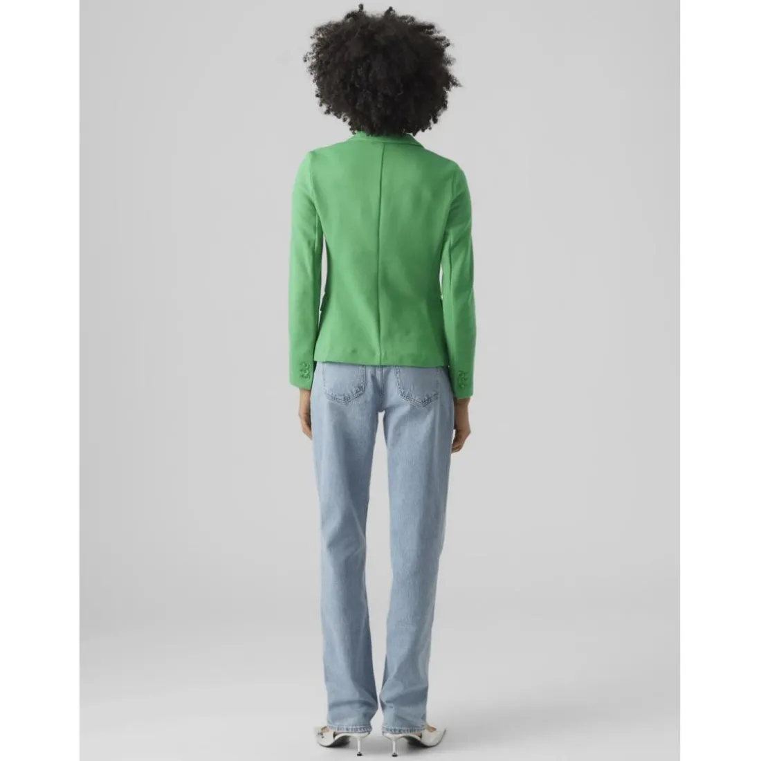 Blazer croisé fermeture par bouton col à revers vert en coton Nia