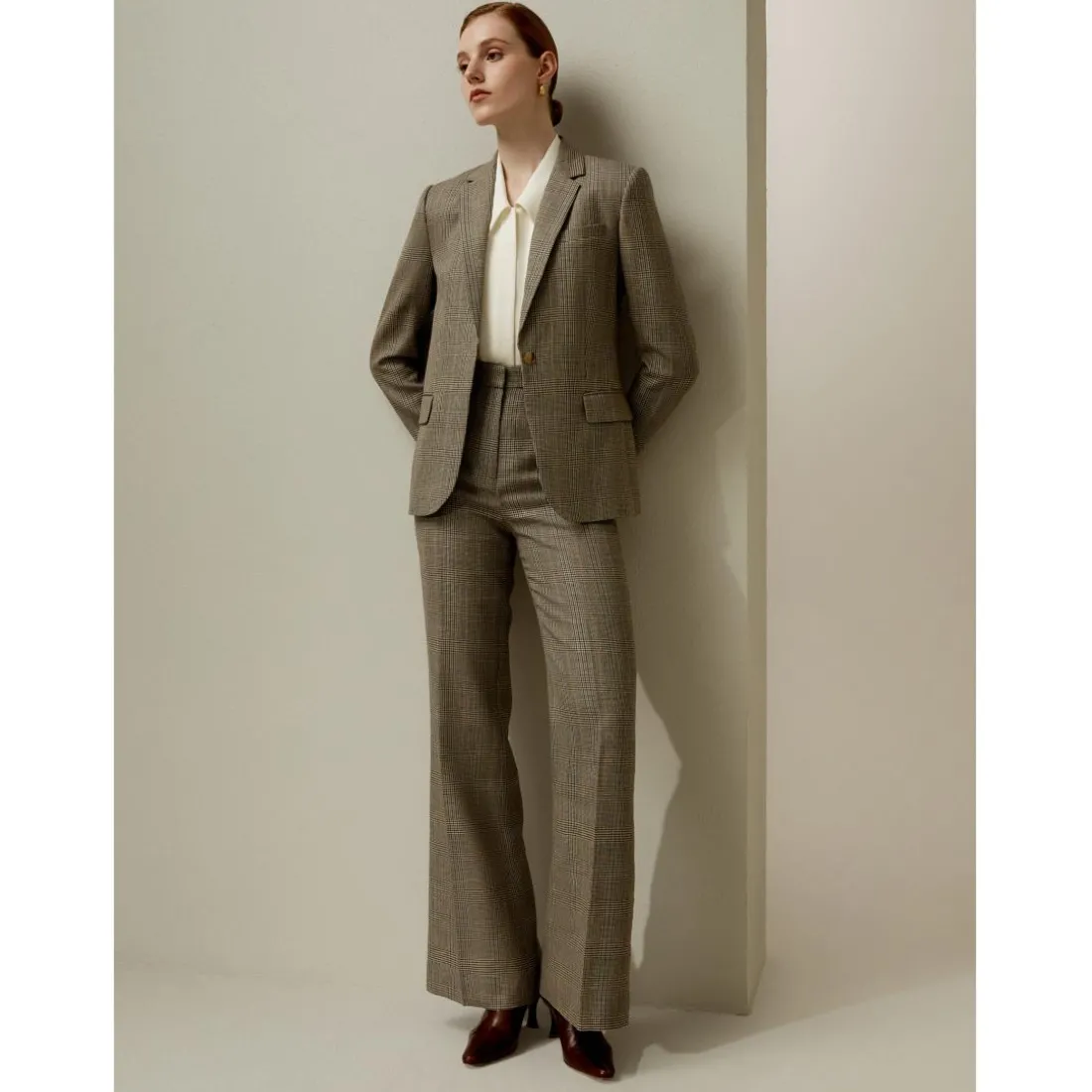 Blazer exécutif Sprezzatura brun cendré en soie