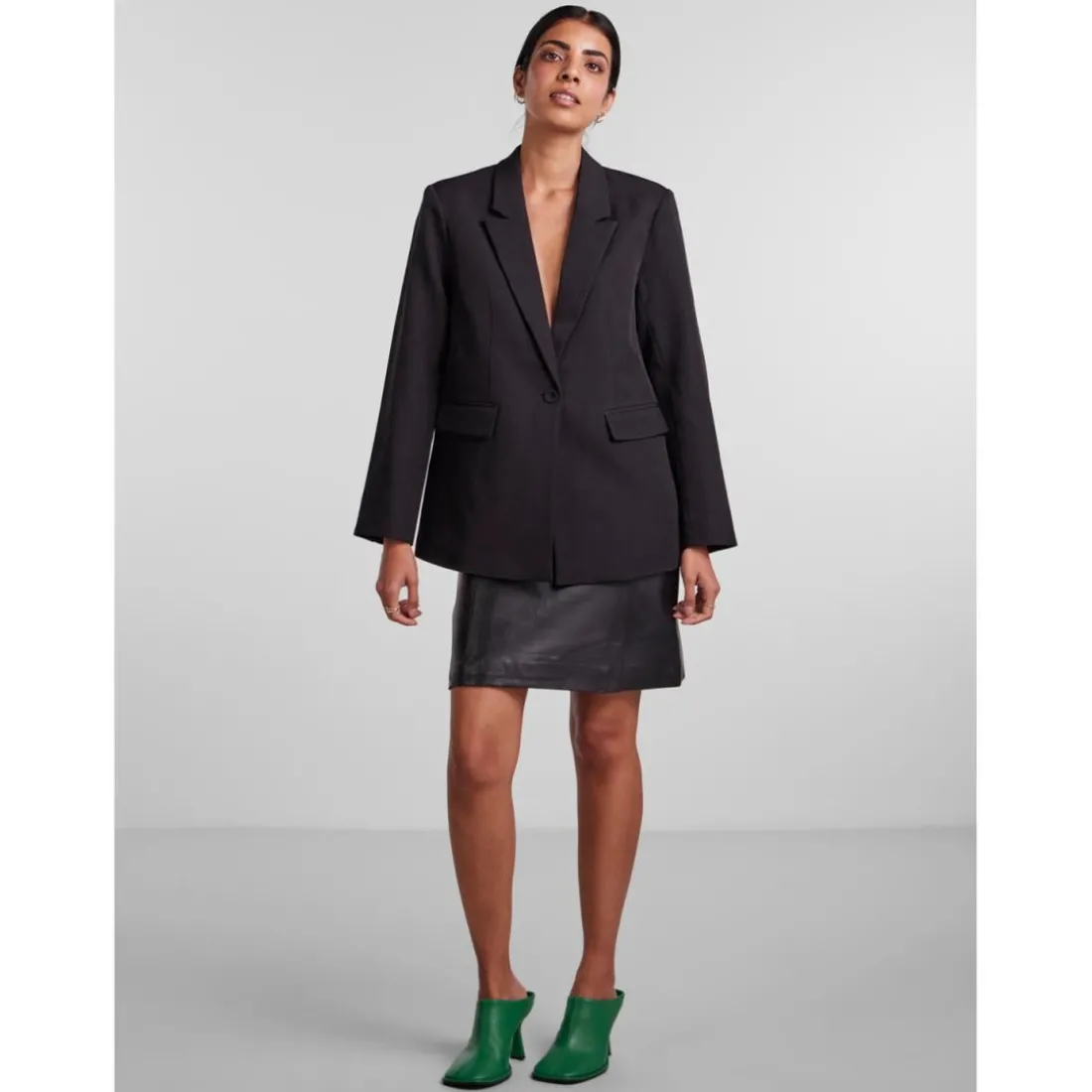 Blazer regular fit boutonné noir Yule