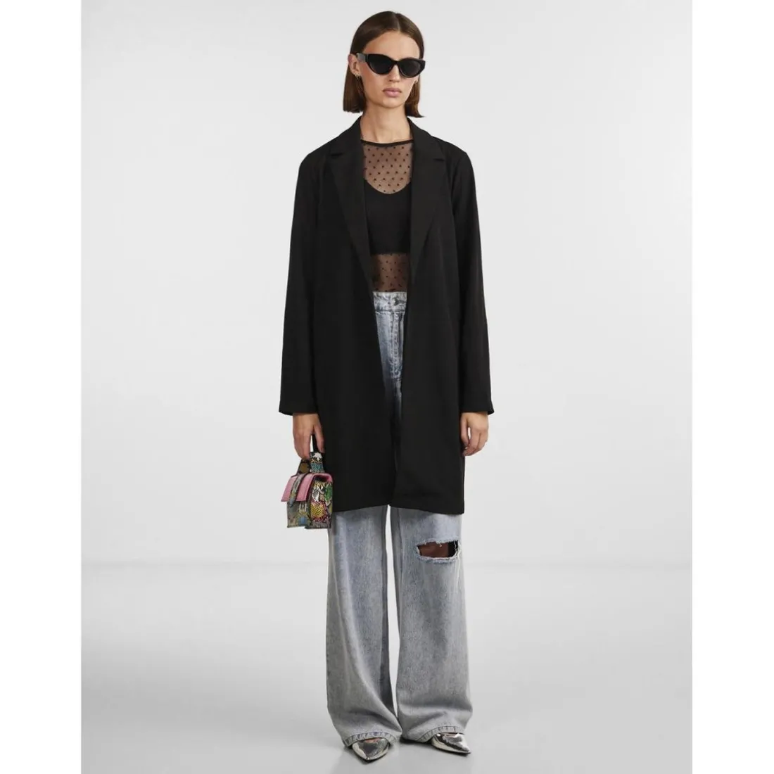 Blazer regular fit col à revers noir Ana