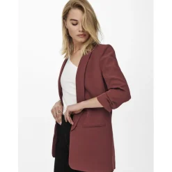 Blazer regular fit col à revers marron clair Eve