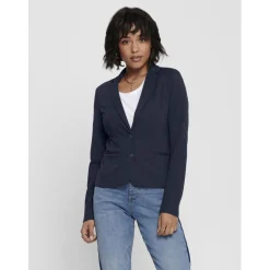 Blazer regular fit fermeture par bouton revers en pointe bleu foncé Elise