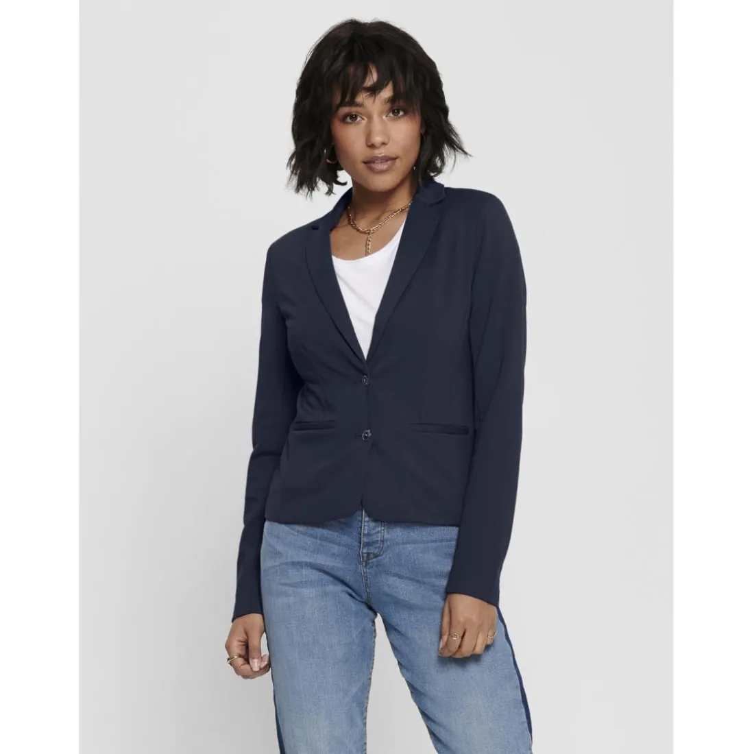 Blazer regular fit fermeture par bouton revers en pointe bleu foncé Elise
