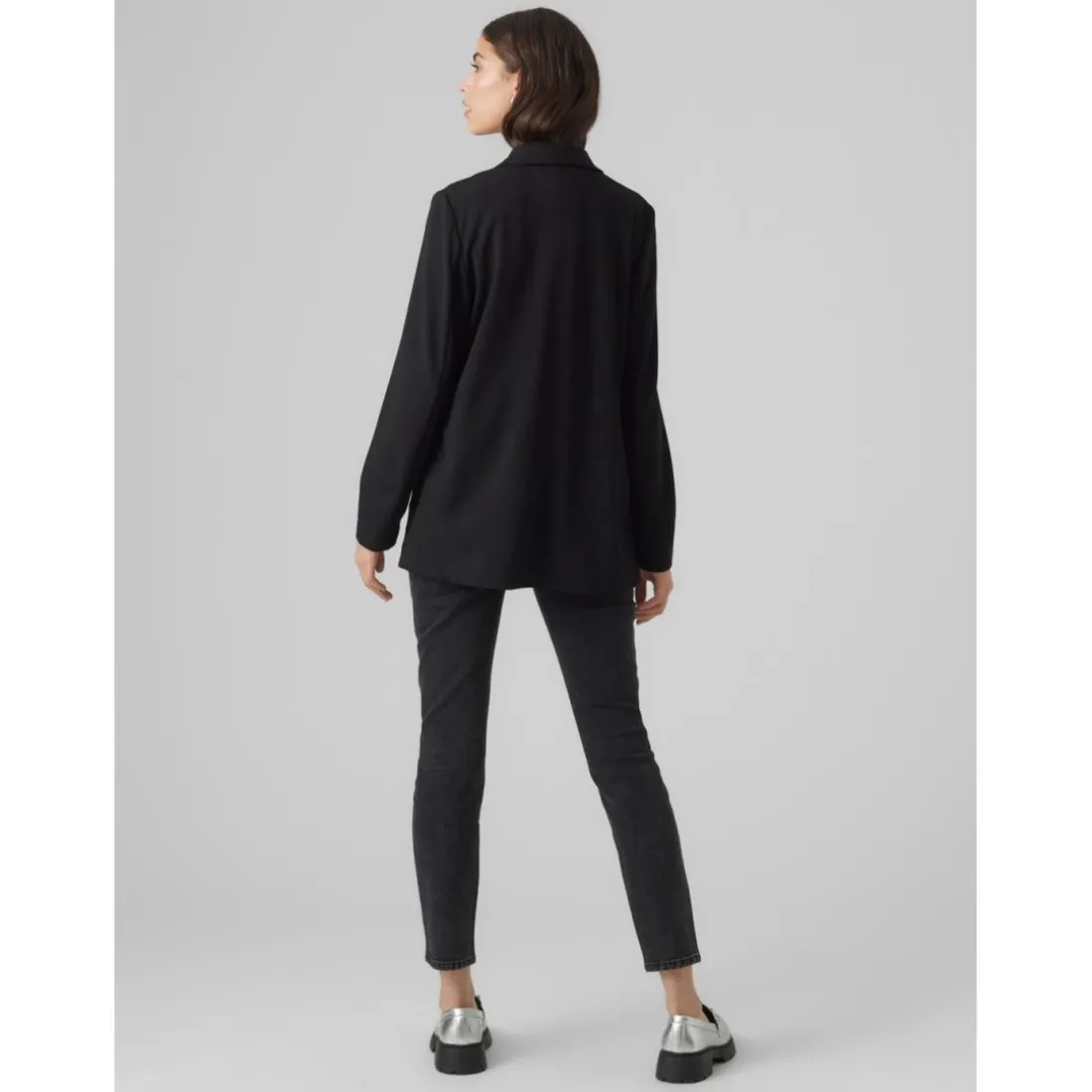 Blazer Regular Fit Revers à encoche Extra long noir