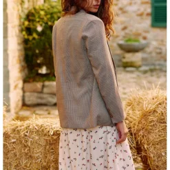 Blazer VICTORYA pied de poule beige foncé