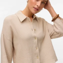 Blouse à manches larges - Grise en coton